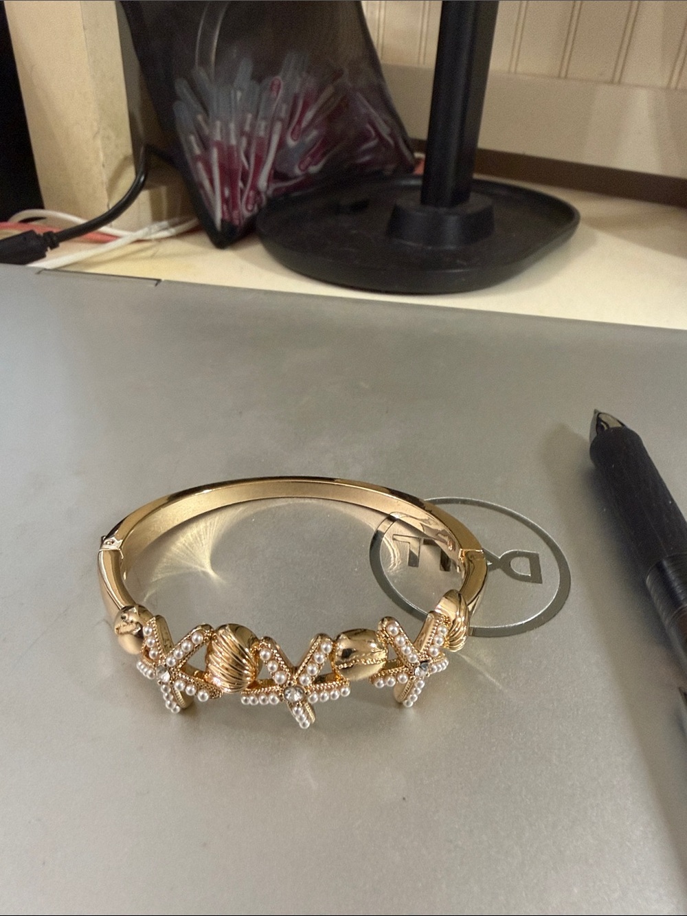 Gold nautical hinged bracelet NWOT